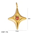Golden North Star pendant with red cubic zirconia and dimensions for jewelry making - July Stars
