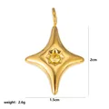 Golden four-pointed star pendant with yellow cubic zirconia, 2cm height, 2.6g weight - November Stars
