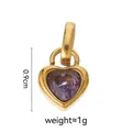 Golden heart-shaped pendant with a purple zircon gemstone and 0.9cm size detail - February Love
