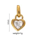 Golden heart pendant with sparkling clear zircon, 0.9cm height, elegant jewelry piece - April Love