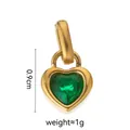 Golden heart pendant with green gemstone featuring 0.9cm height and 1g weight - May Love