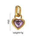 Golden heart pendant with heart-cut purple gemstone and 0.9cm height measurement - June Heart (Light Purple)