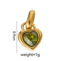 Golden heart pendant with heart-cut green zircon stone and detailed 0.9cm height scale - August Heart (Peridot Green)