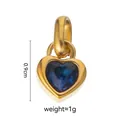 Golden heart pendant with a vibrant blue gemstone and precise size measurements - September Heart (Sapphire Blue)