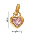 Pink heart crystal birthstone pendant in gold finish with 0.9cm height measurement - October Love