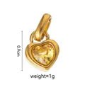Golden heart pendant with yellow gemstone insert, 0.9cm height and 1g weight - November Love