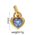 Golden heart pendant with sparkling blue birthstone crystal, 0.9cm size for DIY jewelry - December Love