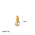 Gold hoop earring with a large sparkling clear zircon stone, 1.9cm height and 1.5g weight - April Rotation