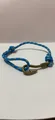 Blue and yellow woven paracord bracelet with antique bronze anchor fish hook clasp - Ancient Bronze Fishhook - No. 07