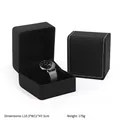 Black PU leather watch box with silver mesh strap watch set and velvet cushion 10x11x7.5cm - Black Matte Style