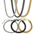 Set gioielli a maglia nei colori oro, argento e nero con chiusura a moschettone ed estensione - Bracciale 4mm / Argento