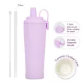 Lila 830ml Thermo-Trinkbecher mit Keramikbeschichtung, Magnetgriff und breitem Strohhalm - 830ml / Lavendel