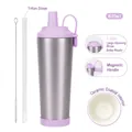 830ml lila Edelstahlbecher mit Keramikbeschichtung und magnetischem Tragegriff - 830ml / Silber Stil F
