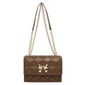 Sac bandoulière matelassé marron avec boucle nœud dorée et bandoulière chaîne - Marron