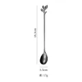 Black stainless steel leaf coffee spoon 18.3cm minimalist mixing stirrer wand - Leaf Spoon / Extra Large / Black