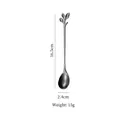 Black stainless steel spoon with leaf-shaped handle design measuring 16.5cm in length - Leaf Spoon / Large / Black
