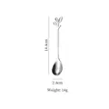 Creative leaf handle silver stainless steel coffee spoon with dimensions 14.4cm length - Leaf Spoon / Medium / Silver