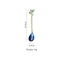 Rainbow plated stainless steel leaf spoon with 14.4cm long handle and gradient finish - Leaf Spoon / Medium / AB Color