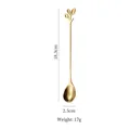 Golden stainless steel long spoon with a creative leaf handle design measuring 18.3cm - Leaf Spoon / Extra Large / Gold