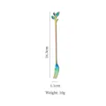 Rainbow stainless steel leaf handle dessert fork 16.3cm with creative iridescent finish - Leaf Fork / Large / AB Color