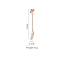 Rose gold leaf-shaped stainless steel fruit fork with mirrored finish and dimensions - Leaf Fork / Medium / Rose Gold