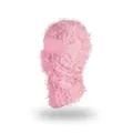Pink distressed knit balaclava mask with frayed fringe edges for street style fashion - One Size / Pink
