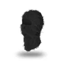 Black knitted distressed balaclava with fuzzy fringe texture and single eye hole design - One Size / Black