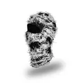 Black and white knitted balaclava with distressed frayed texture and single eye hole - One Size / Black and White Mixed