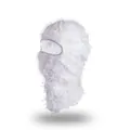 Winter balaclava in pure white long plush knit design for full face protection - One Size / White