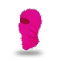 Distressed hot pink knitted balaclava with frayed tassel design and oval eye opening - One Size / Rose Red