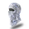 Winter balaclava knit mask in blue, white, and gray camouflage long-plush wool - One Size / Gray Blue White Mix
