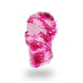 Pink camouflage distressed knit balaclava mask with fuzzy textured fringe detail - One Size / Pink & White Mixed