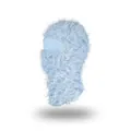 Light blue distressed balaclava with unique long fringe knit texture for winter fashion - One Size / Sky Blue White Mix