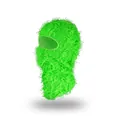 Neon green knitted balaclava mask with deconstructed raw edges and eye opening - One Size / Fluorescent Green
