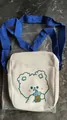 White canvas crossbody bag with cartoon bear print and blue shoulder strap - Bag Only (No Charm) / White Bear
