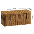 Organizer per cavi stile rattan beige con coperchio, dimensioni 31x13x13 cm - Stile a Cinque Aperture - Piccola Apertura Laterale