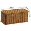 Brown faux rattan cable management box with lid, size 34.5x16x14cm for power strips - Double Opening Style - Large Teardrop Side Hole