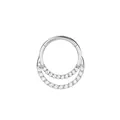 Silver G23 titanium double row zircon hinged clicker for nose septum and ear cartilage - Front Silver (Stainless Steel)