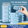 8 packs of 75% alcohol wipes with cartoon pony design in portable mini individual pouches - Pony Cartoon Alcohol Wipes 64 Sheets