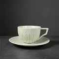 Ceramic coffee cup and saucer set with cream sesame glaze and embossed petal texture - 202-j Luanfeng Coffee Cup + Saucer Black Dotted Light Gray 250ml (pearl Cotton Packaging) / Universal