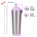 830ml lavender insulated tumbler with magnetic handle and wide 1.2cm Tritan straw - 830ml / Silver Style F - Light Purple Lid (New Color)