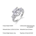 Anello di lusso con moissanite da 5 carati in argento sterling 925 e pietre laterali - Taglia US 9 / Moissanite da 5ct (Senza certificato)