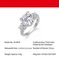 Luxuriöser 5 Karat Moissanit Ring aus 925er Sterlingsilber mit funkelnden Nebensteinen - US Größe 9 / 5ct Moissanit (Ohne Zertifikat)