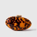 Elegant oval tortoiseshell clutch bag with vintage texture and gold metal clasp - Amber