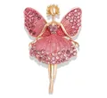 Detalle del broche de bailarina con cristales rosas y elegante acabado en oro - Alas Rosas