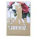 Golden laser-cut wedding invitation card with Mr & Mrs silhouette and floral pattern - Beige Gold
