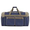 Large capacity navy blue waterproof travel duffel bag with durable khaki handles - Large / Multi-Pocket Style / Blue