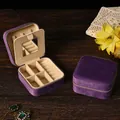 Portable purple velvet jewelry box with zipper, mirror and multi-compartment storage - Velvet Purple (With Mirror)