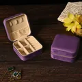 Portable purple velvet jewelry box with zipper closure and multiple interior compartments - Velvet Purple (No Mirror)
