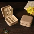 Portable beige velvet jewelry organizer with zipper closure and built-in mirror - Velvet Brown (With Mirror)